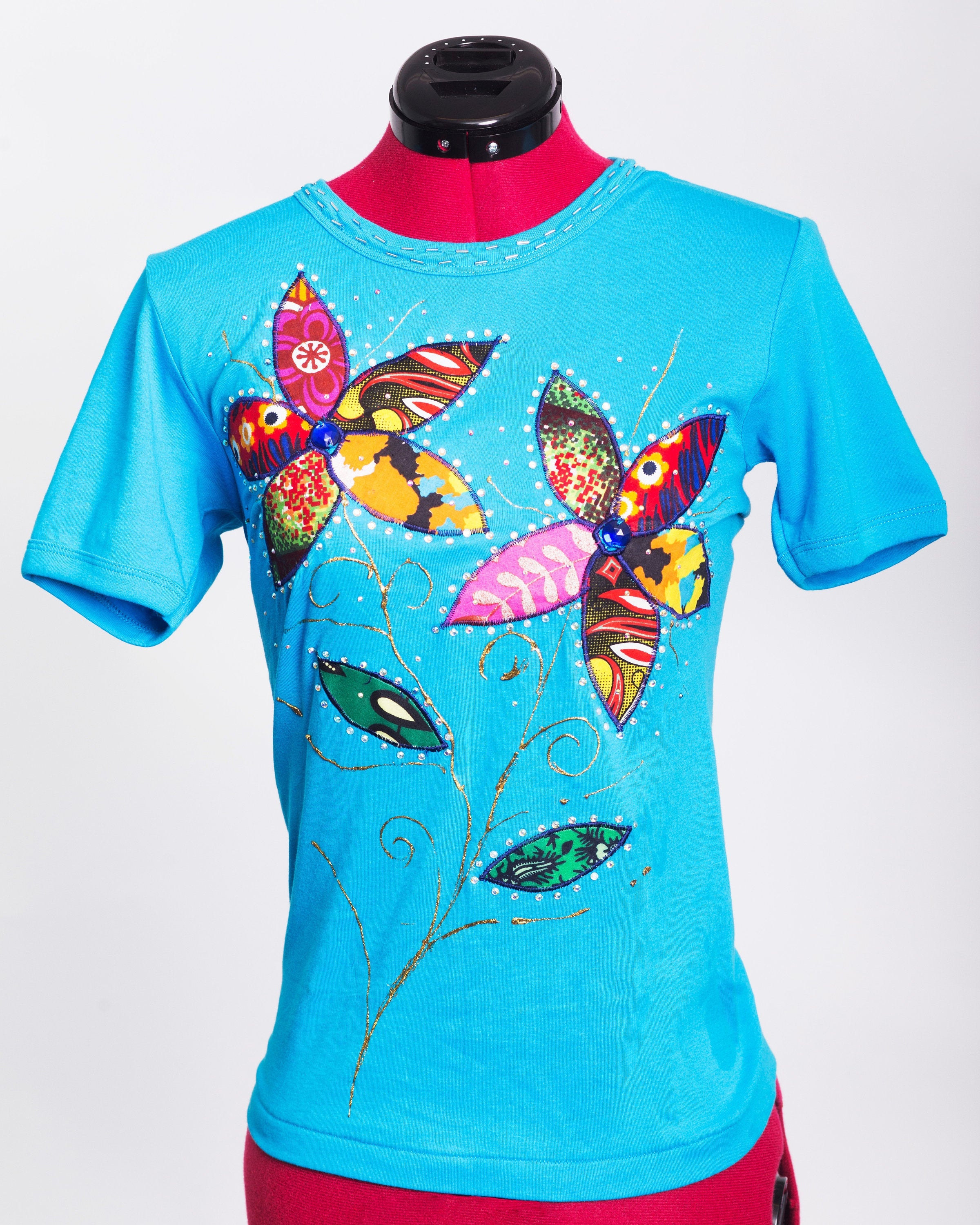 Ankara Print Embellished Tee Shirt