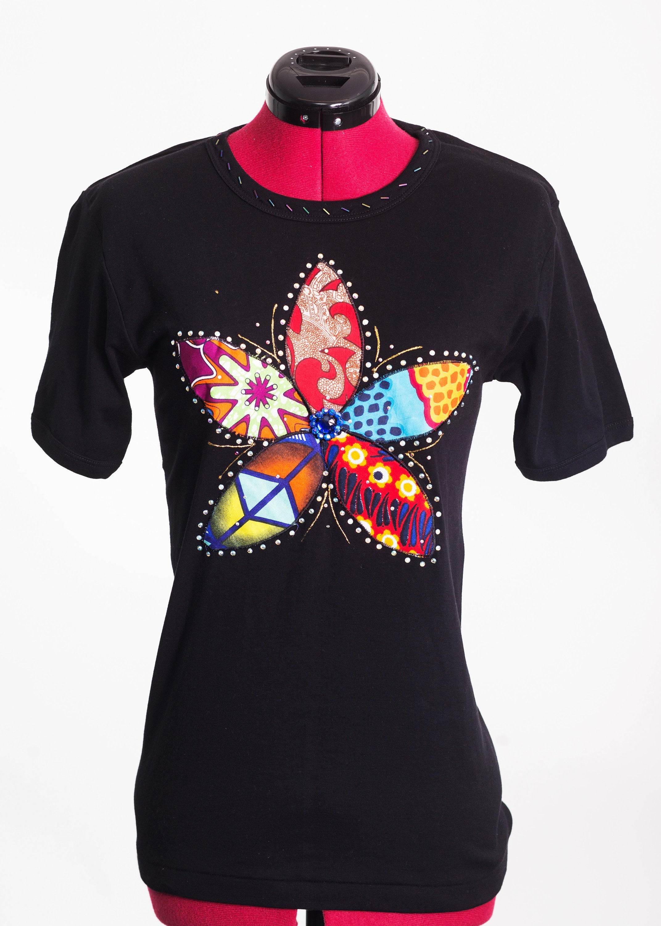 Ankara Print Embellished Tee Shirt